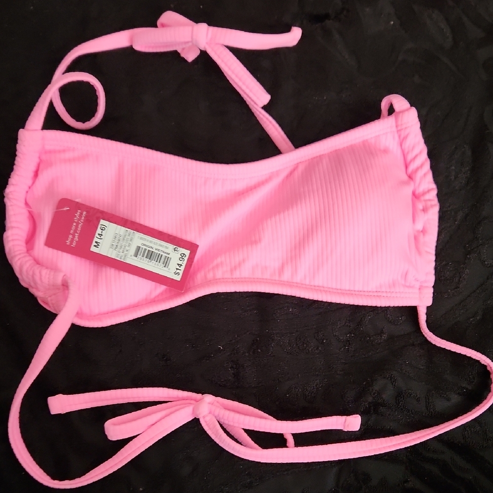 🎃Pink Double String Bikini Top